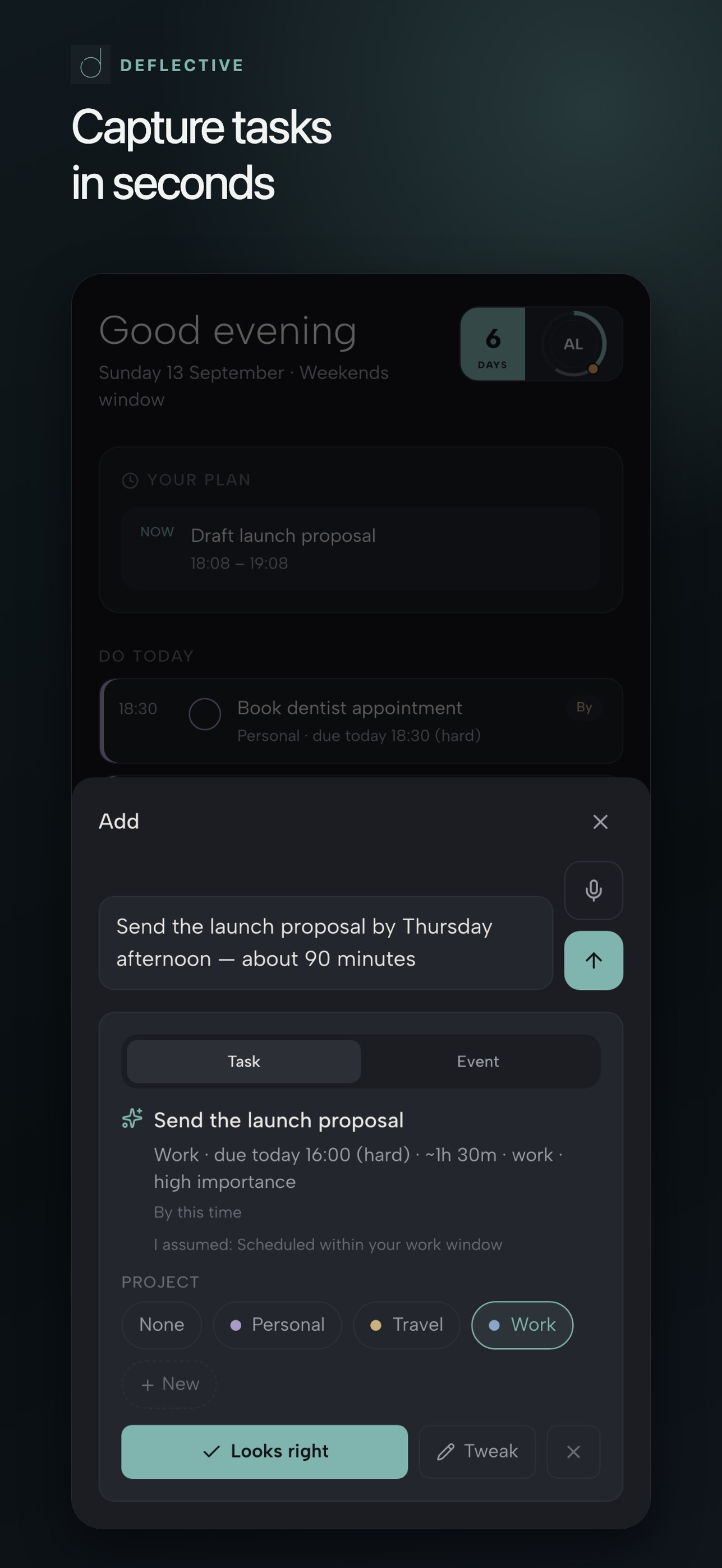 Screenshot 2 of AI Task Manager: Deflective