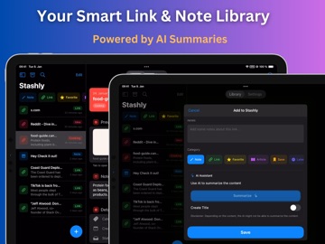 Stashly AI: Link & Note Saver iPad screenshot