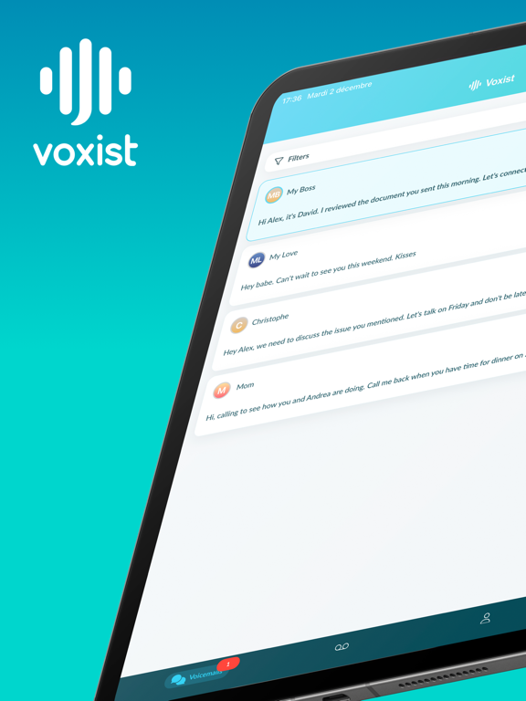 Voxist: Visual Voicemail iPad screenshot 1 - Productivity app