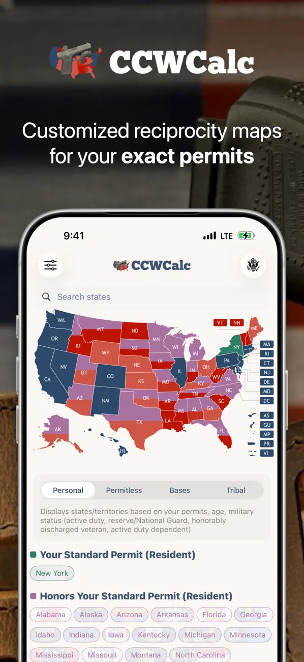 CCWCalc: Concealed Carry Laws Screenshot 1