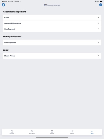Commercial Capital Bank iPad screenshot