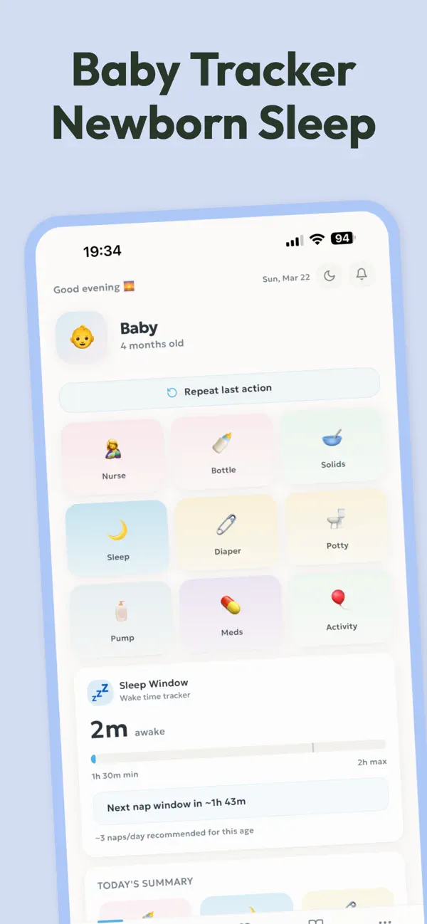 Screenshot #1 pour Baby Tracker Newborn Sleep Log