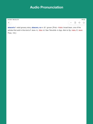 Spanish Etymology Dictionary iPad screenshot