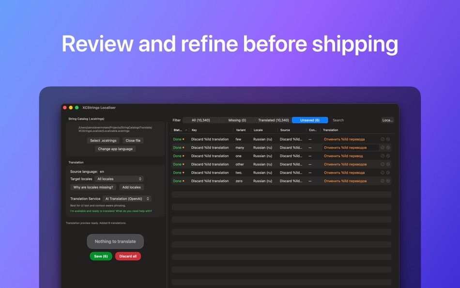 #5. XCStrings Localizer (macOS) Bởi: Yaroslav Ermolaev