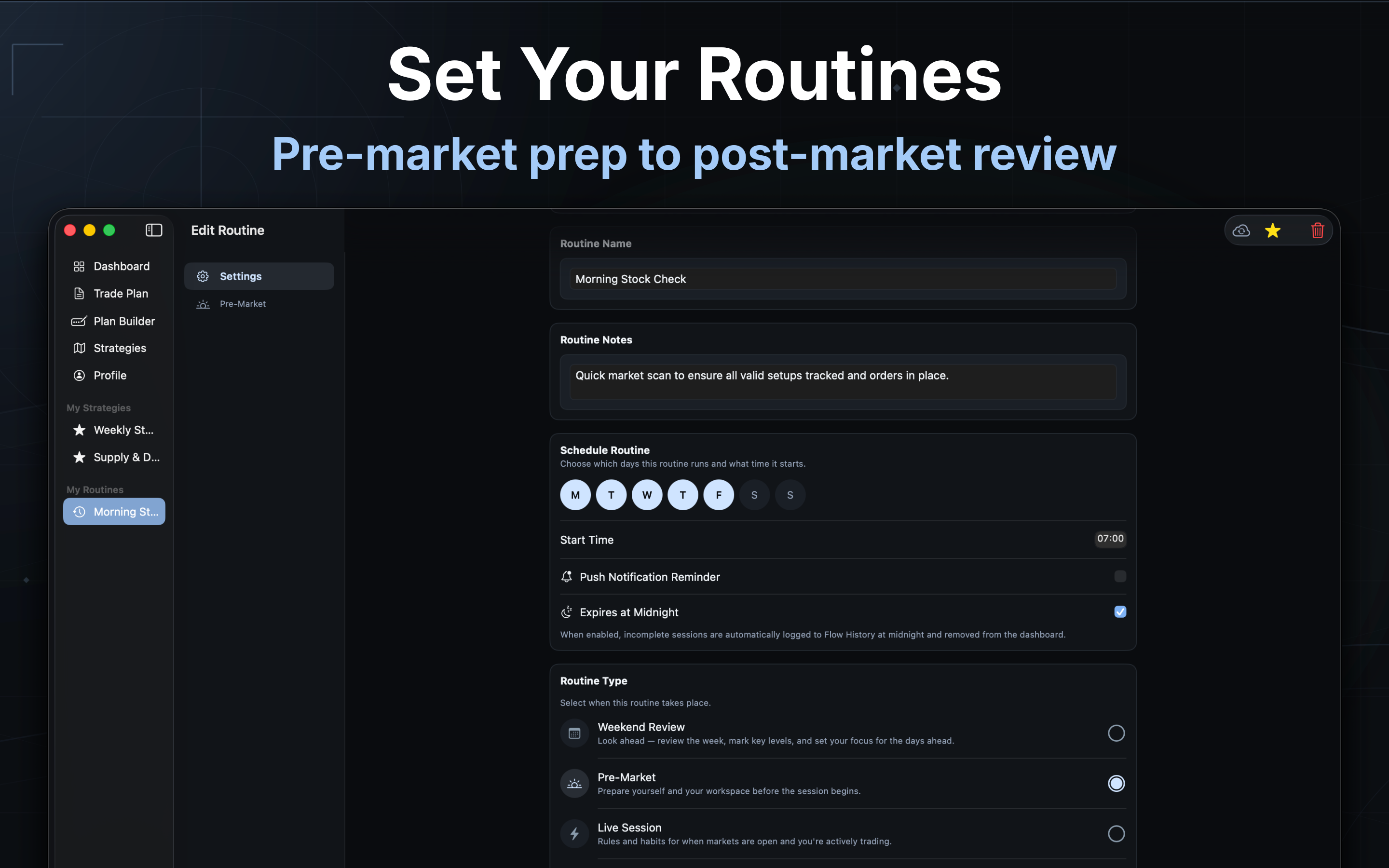 TradingPlan: Strategy Builder