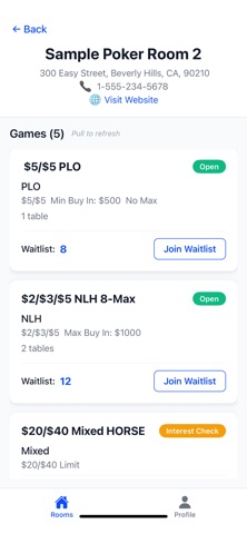 WaitlistPoker iPhone screenshot