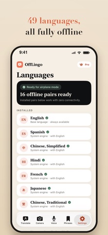 OffLingo: Offline Translator iPhone screenshot