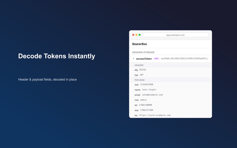BearerBox: Browser DevTools screenshot
