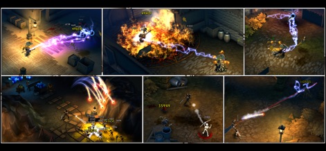 Eternium - Users can experience the visceral thrill of fast-paced combat, showcasing impressive lightning and fire effects alongside satisfying damage numbers.