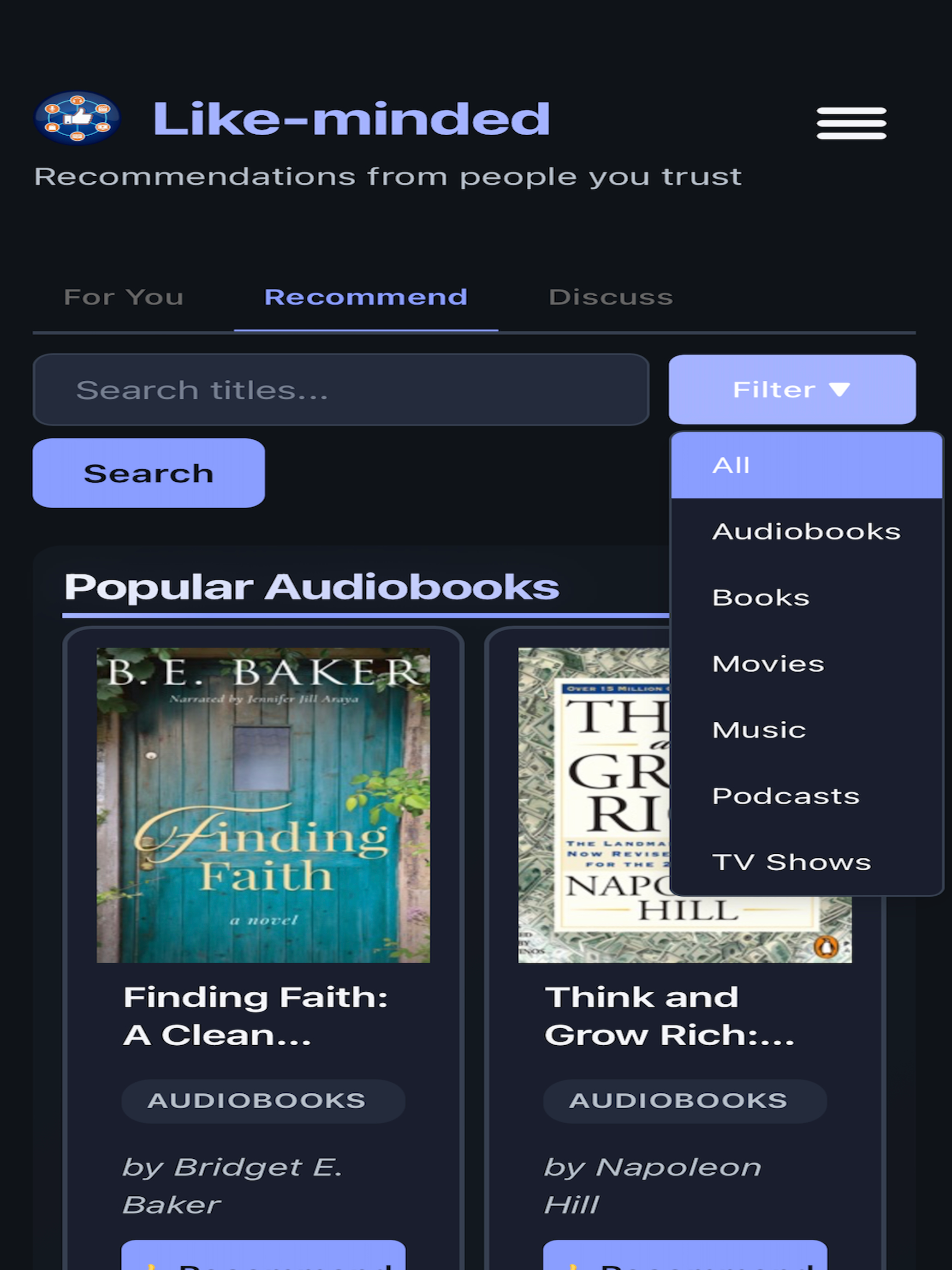 Like-minded app