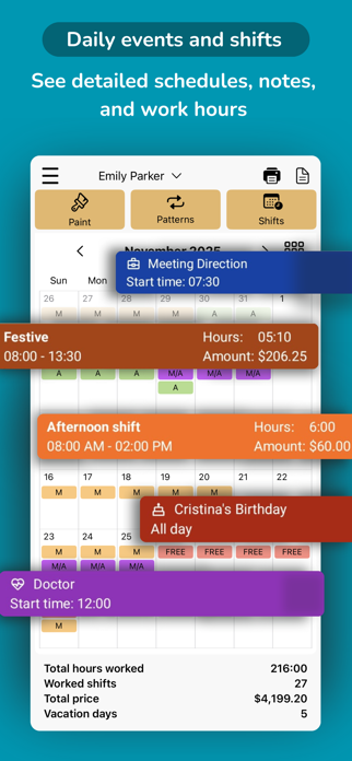 Work Shift Calendar & Paycheck Screenshot 5 of 8