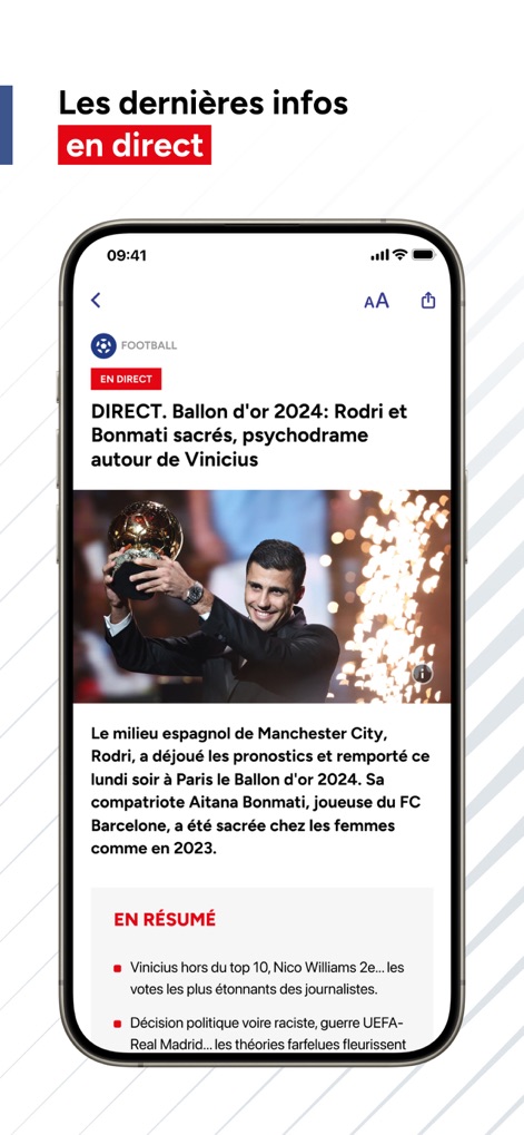 RMC Sport News, score en live - Cet outil offre un fil d'actualité en direct, où les utilisateurs peuvent consulter les dernières informations sportives et des résumés concis des événements marquants.