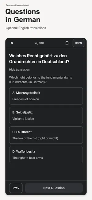 Einbürgerungstest English 2026 screenshot 1