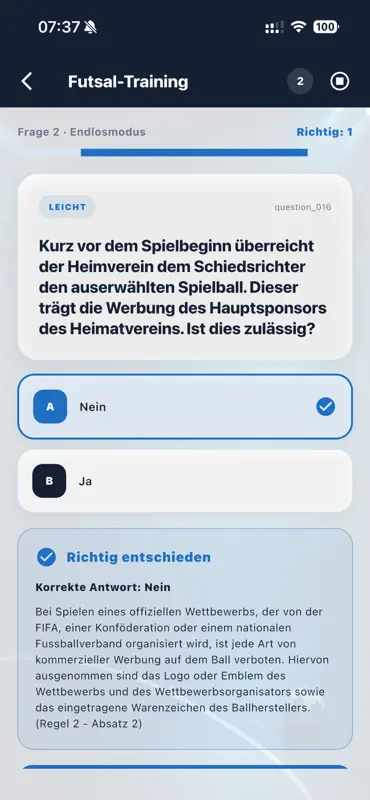 Futsal Referee Quiz screenshot 3 of 7