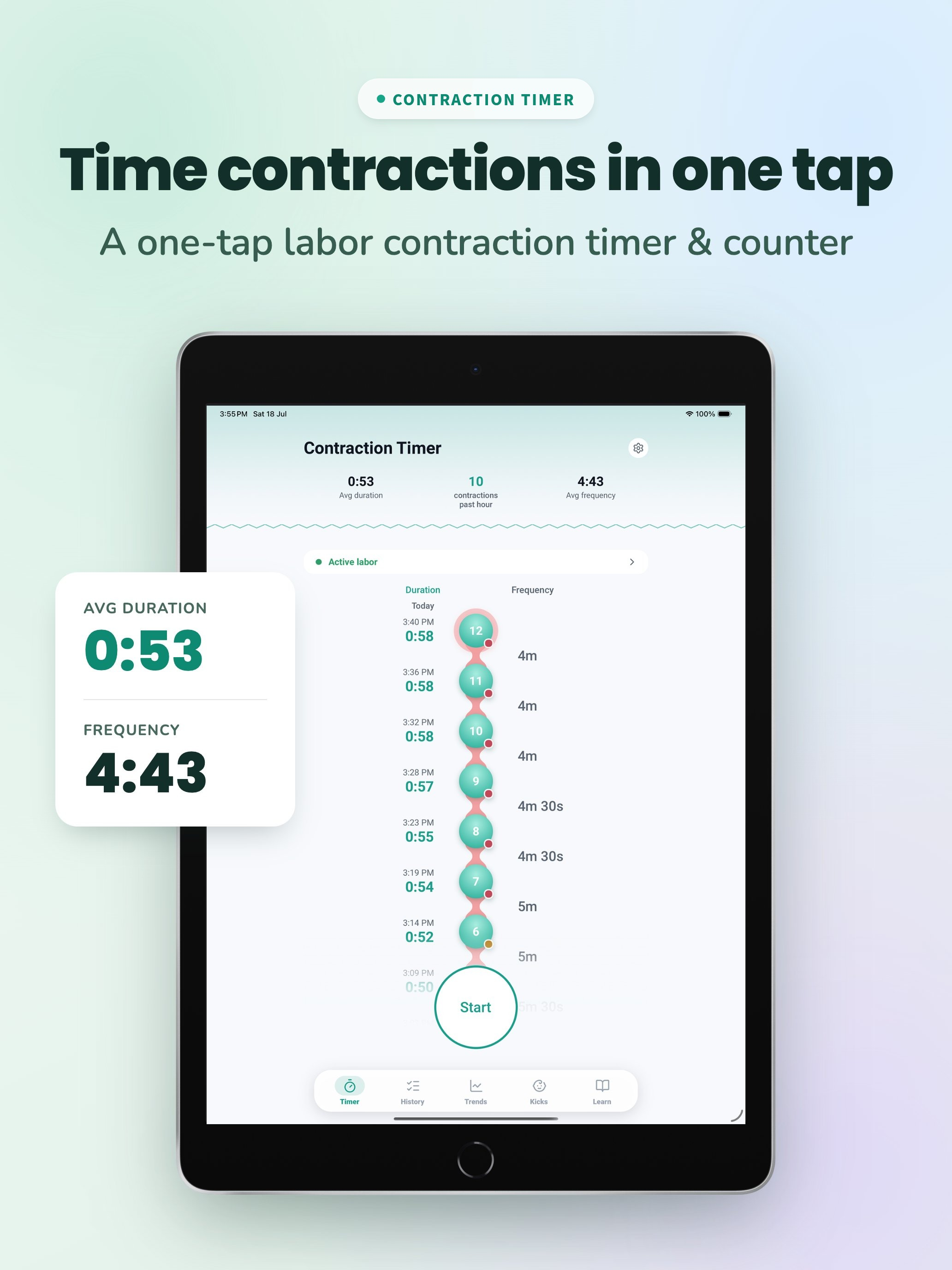 Contraction Tracker Timer Baby screenshot 11