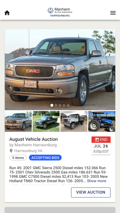 Manheim Harrisonburg Bid Screenshot