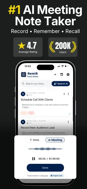 Remi8 AI Voice Notes Reminders screenshot 1
