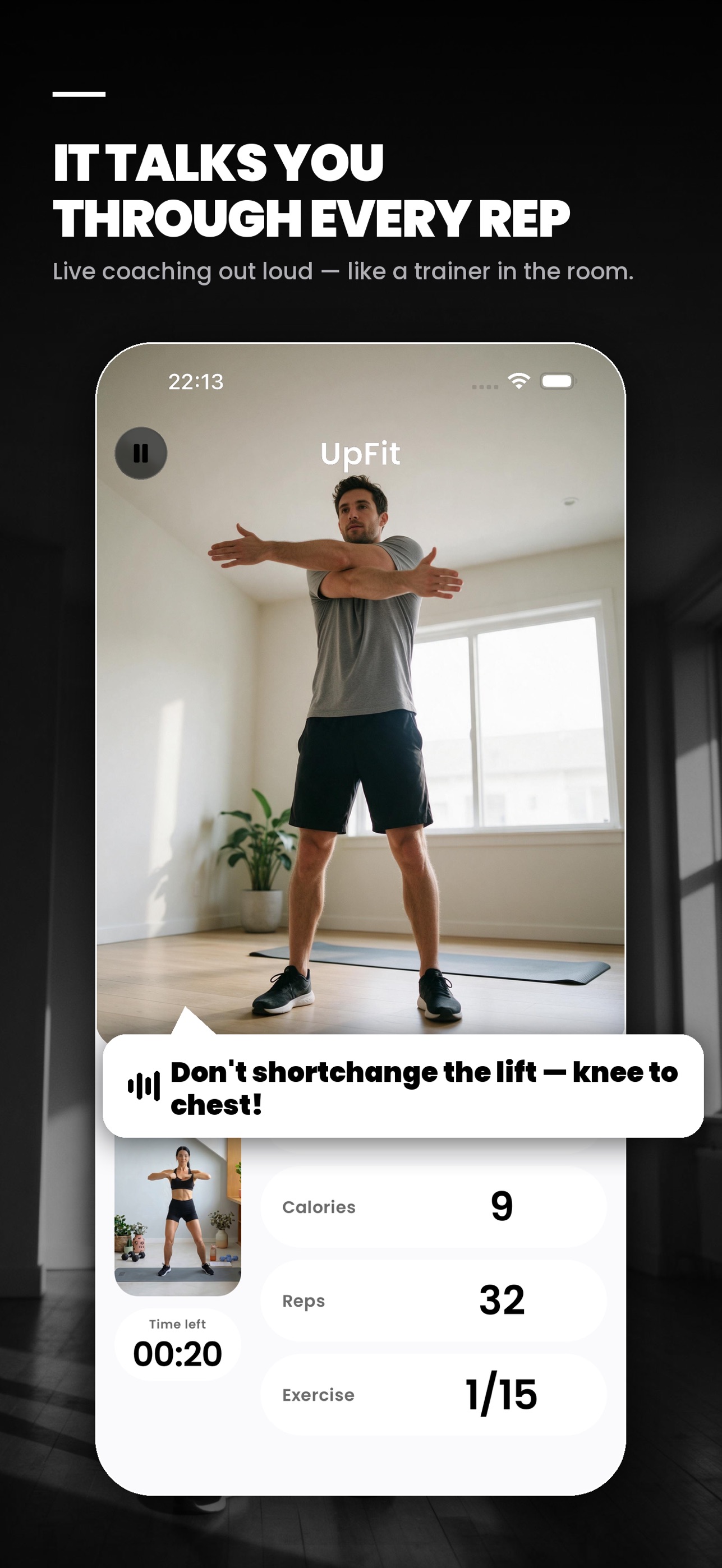 Screenshot 1 of Upfit: AI Form Check Trainer