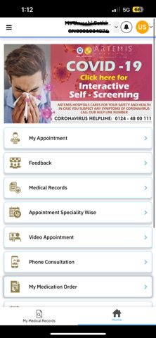 Artemis PHR iPhone screenshot
