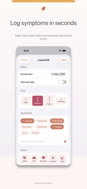 Honest Period Tracker screenshot 2