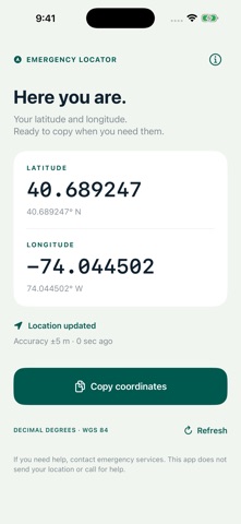 Emergency Locator: Lat & Lon