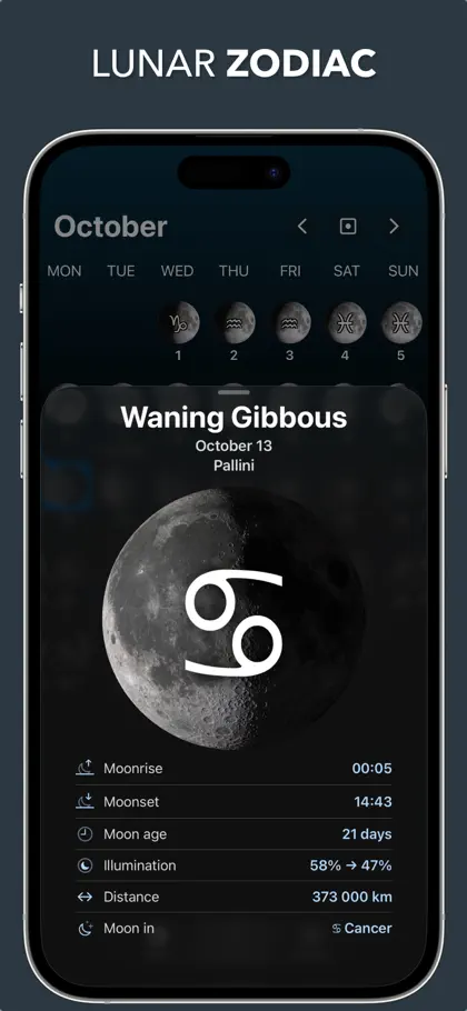 Moon Phase & Widgets - Lunar ekran görüntüsü 4 / 6