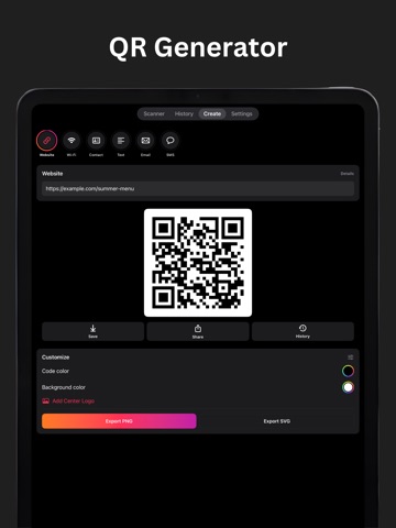 QR Code Reader ۬ iPad screenshot