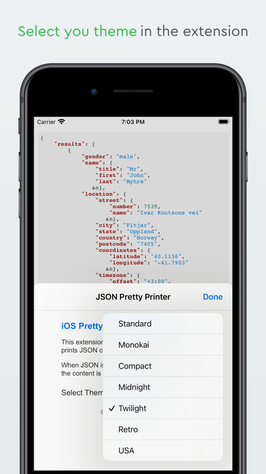 #4. PrettyJsonInBrowser (iOS) By: Sebastian Bolling