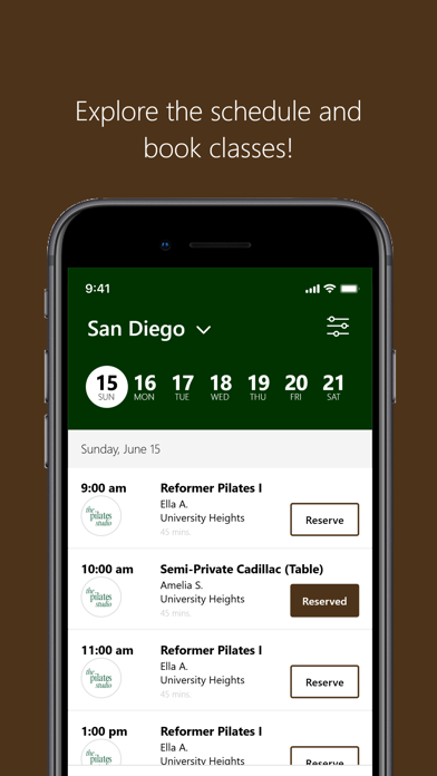 The Pilates Studio San Diego iPhone screenshot