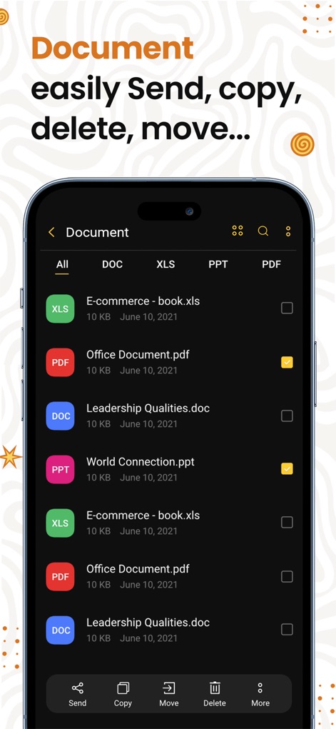 File Managers - このツールは、ユーザーが多様な文書形式のファイルを効率的に管理し、送信、コピー、移動、削除といった基本的なファイル操作を直感的に実行できるようにします。