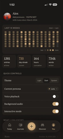 Meet Luna: A Private Journal iPhone screenshot