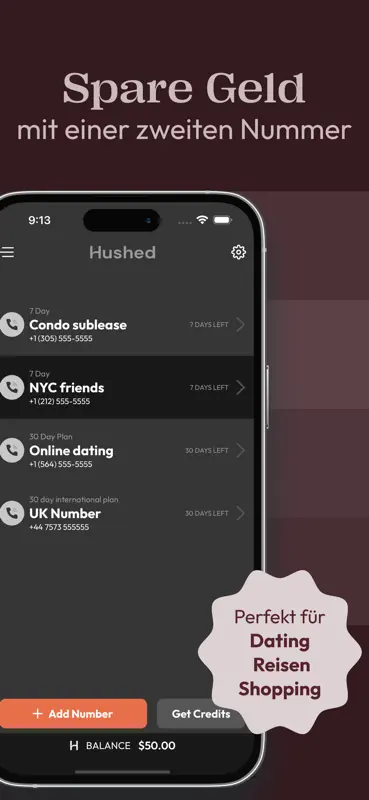Hushed – zweite Telefonnummer screenshot 4 of 8