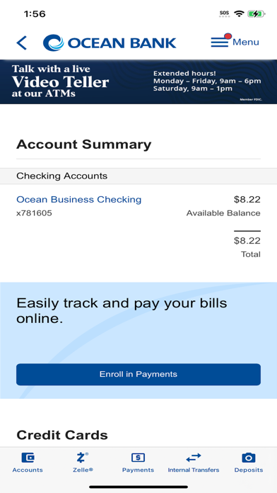 Ocean Bank Mobile Banking Screenshot