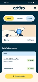adoro pet insurance screenshot