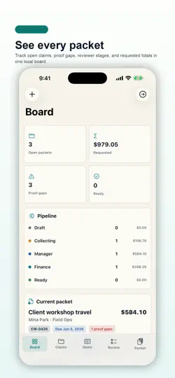 Captura de pantalla de Per Diem Packet Studio en iPhone 1