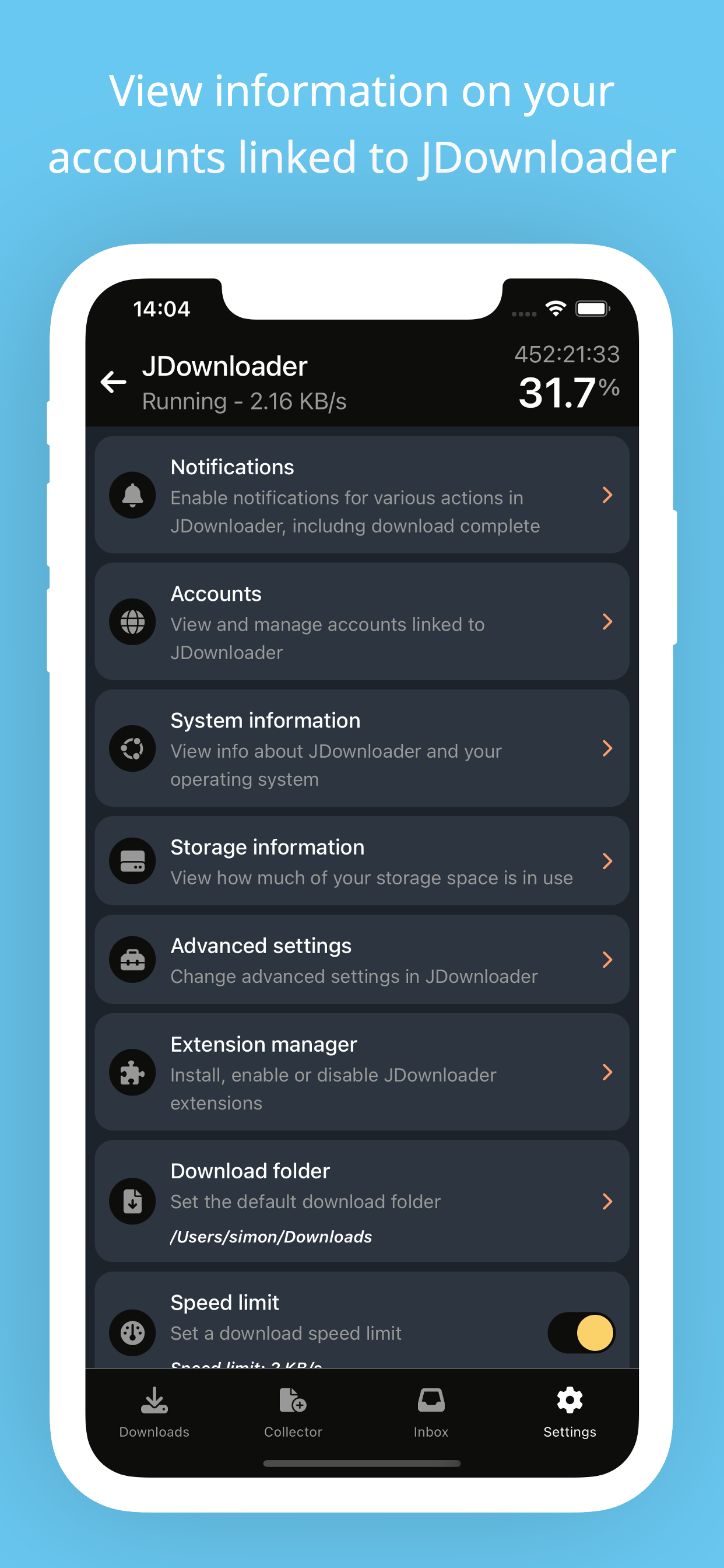 MyJDownloader Remote