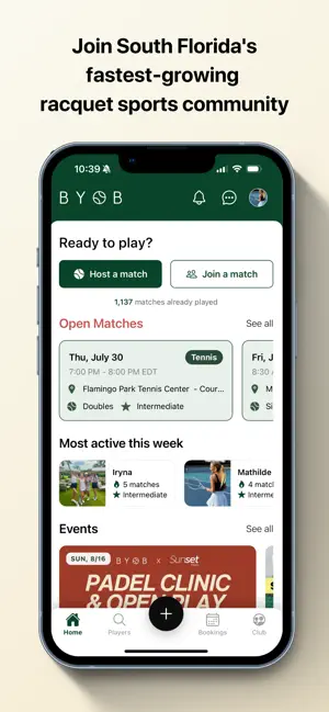 BYOB: Racquet Sports Community screenshot 1