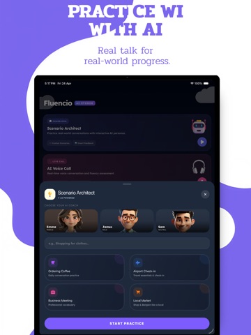 Fluencio: AI Language Learning iPad screenshot