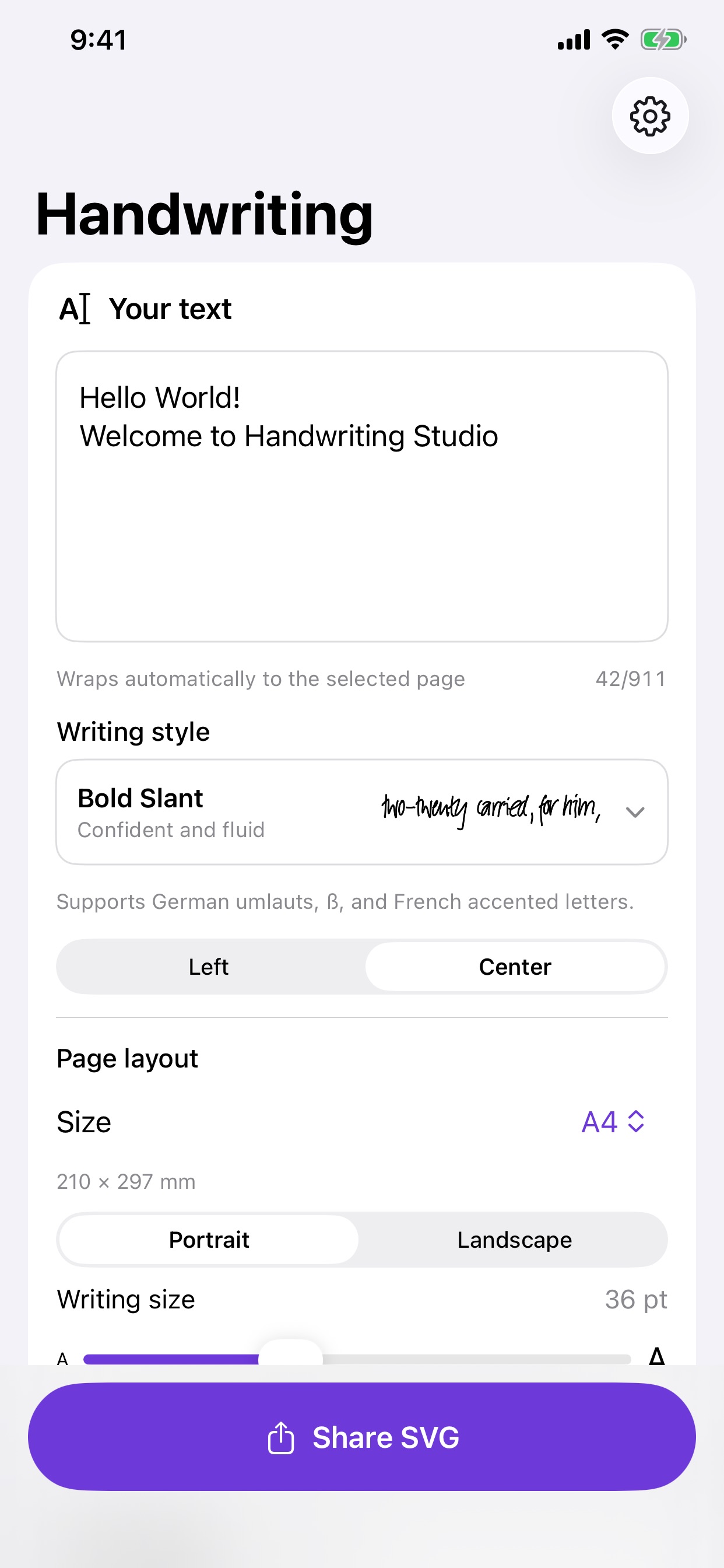 Screenshot 2 of Handwriting Studio: SVG