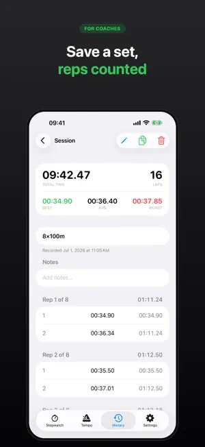 TapSplit – Coach Stopwatch screenshot 4