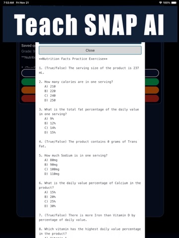 TeachSnapAI iPad screenshot