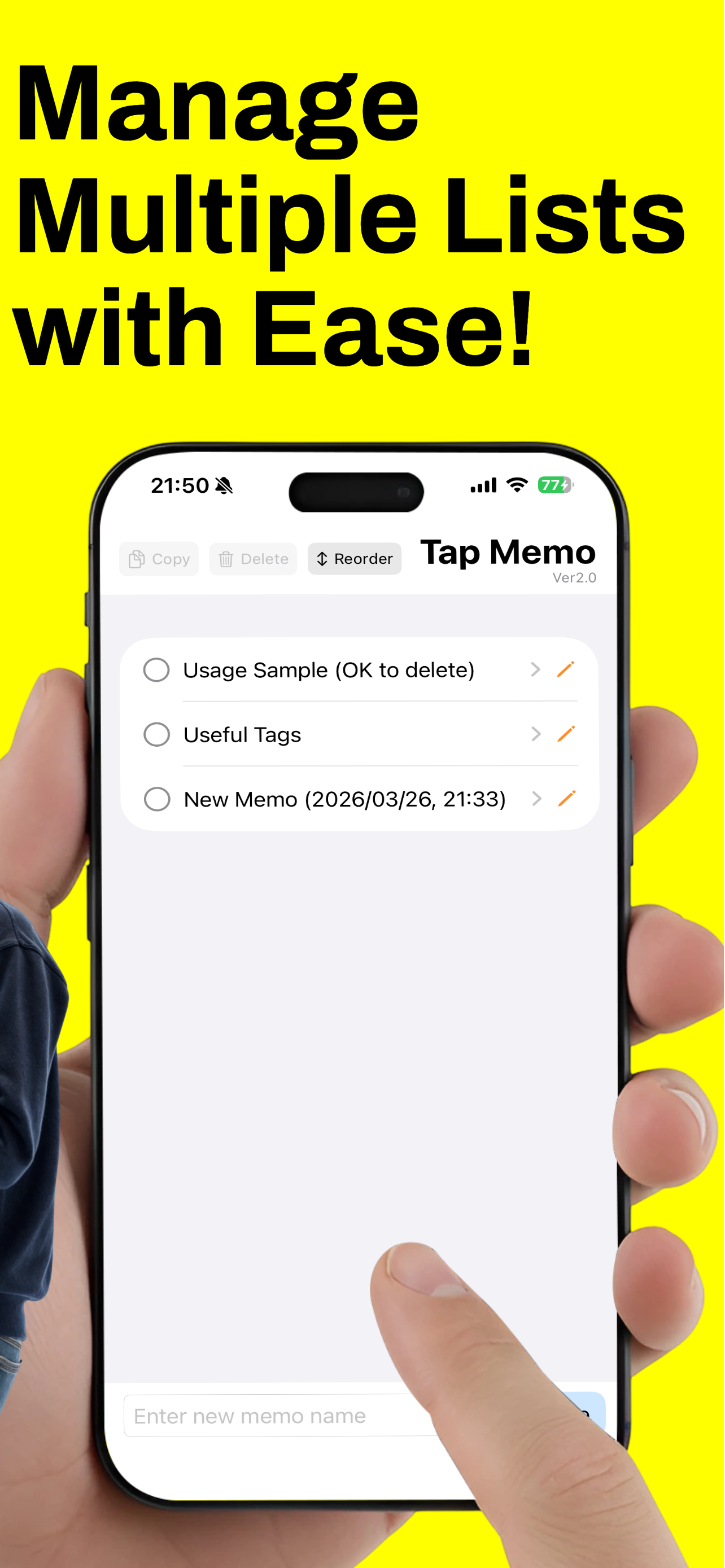 Tap Memo: Lightning Fast