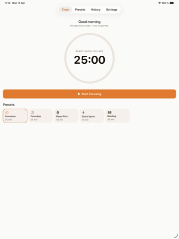 Nudge - Focus Timer iPad screenshot