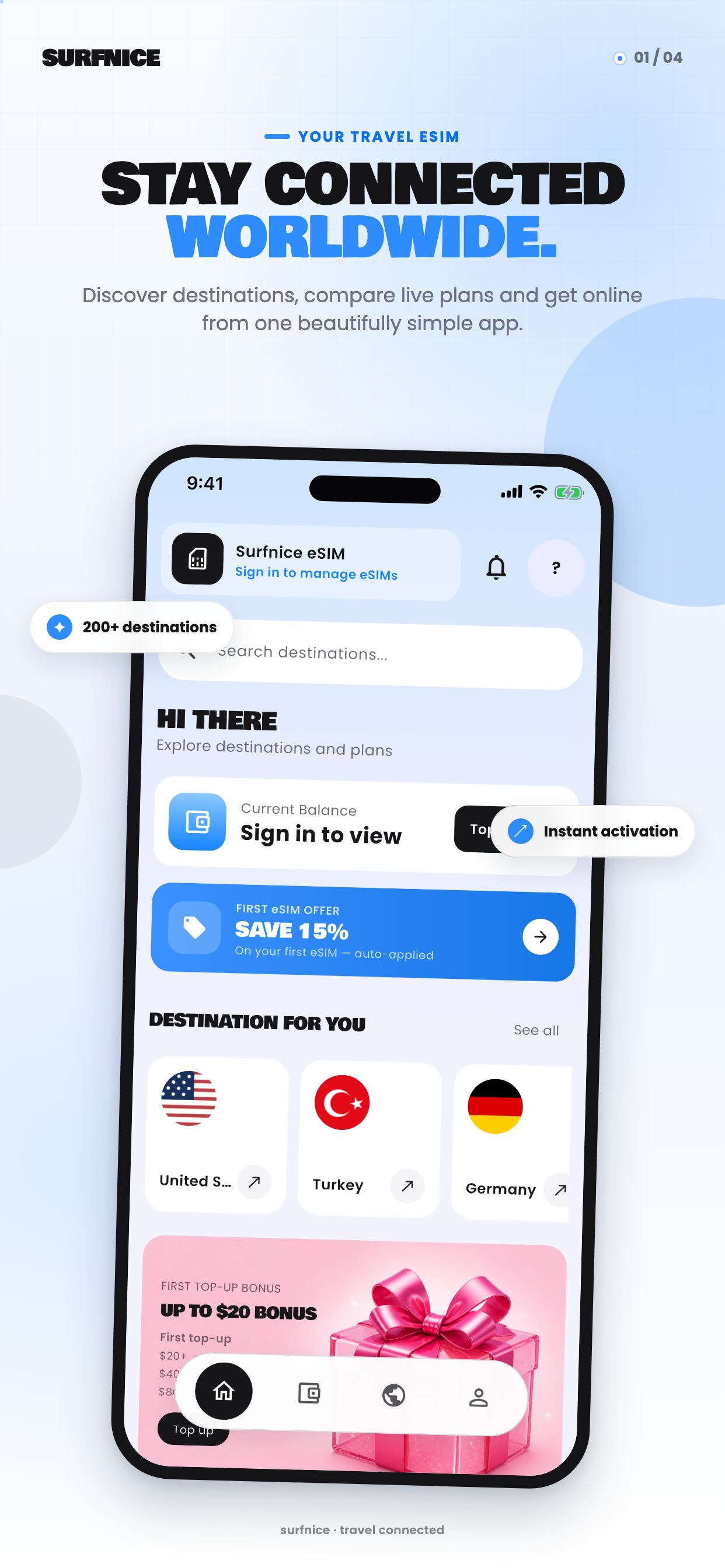Surfnice - Worldwide with eSIM screenshot 2