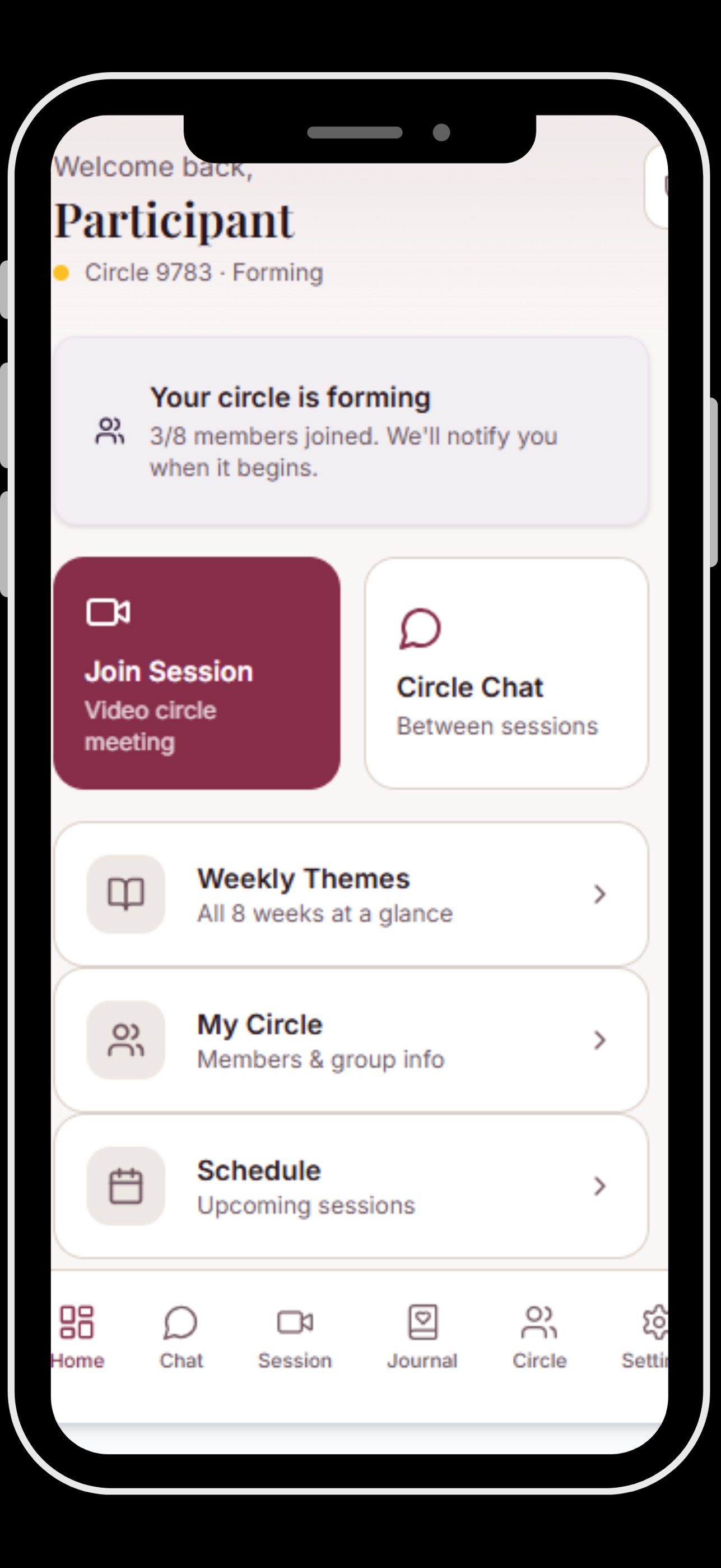 Screenshot 1 of Kindred: Peer Support Circle