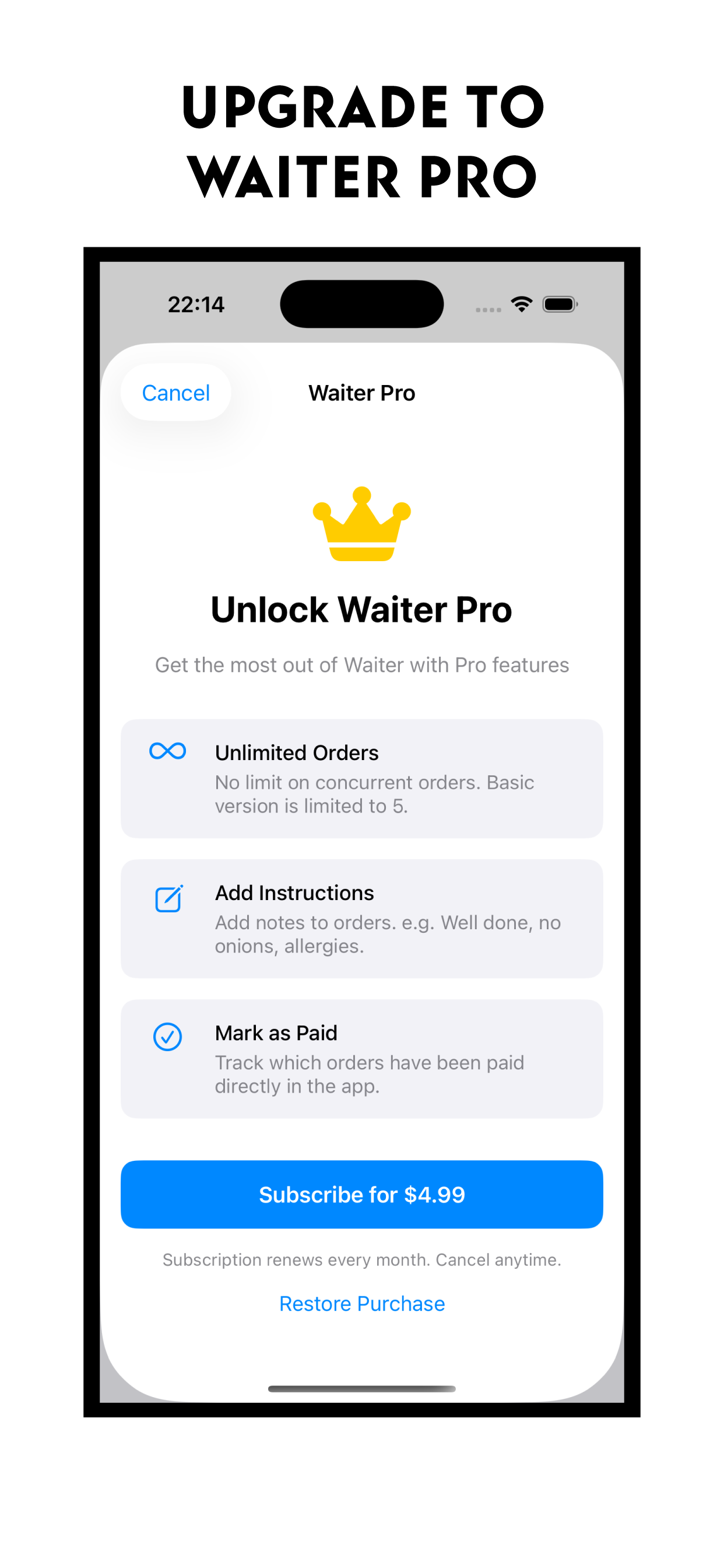 Waiter - Take orders