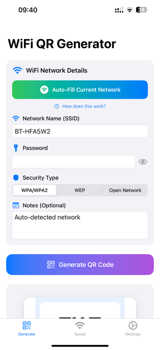 Wifi Network QR Code Generator Screenshot 2 of 4