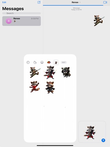 Ninja Raccoon Stickers iPad screenshot