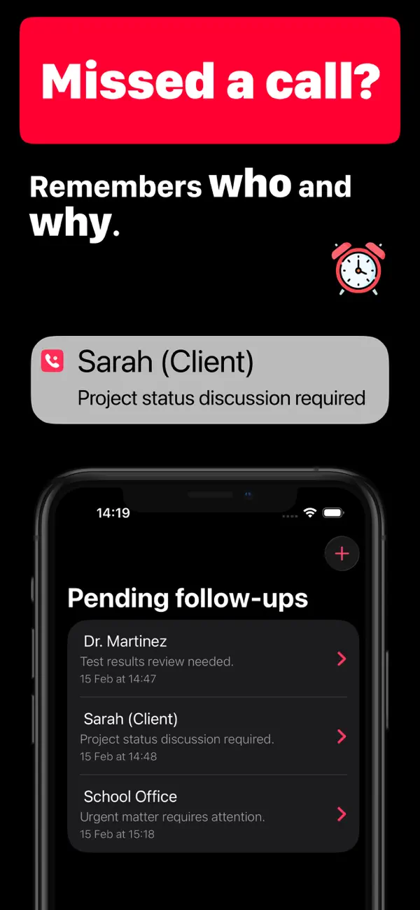 Screenshot #1 pour Never forget a call: CallBack