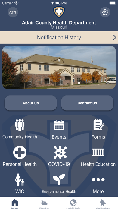 Adair County Health Department Screenshot